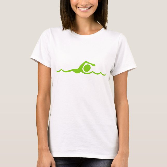 Swimming Figure - Martian Green T-Shirt (Front)