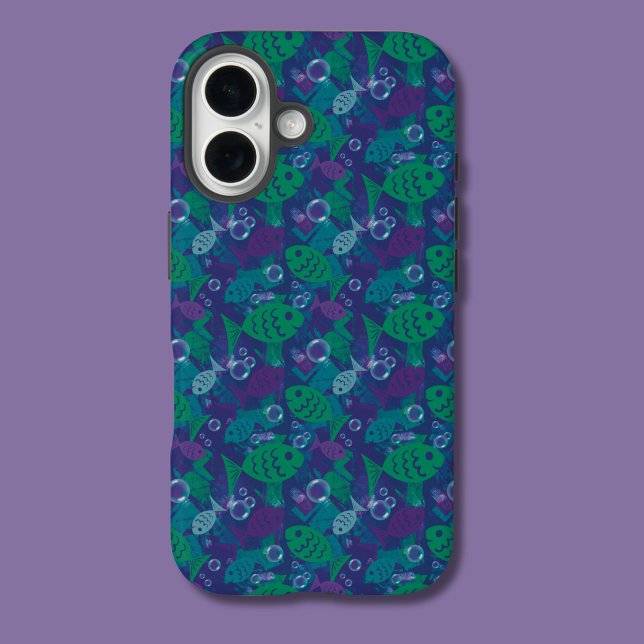 Swimming Fish and Bubbles Vibrant Reef Pattern Case-Mate iPhone Case (Creator Uploaded)