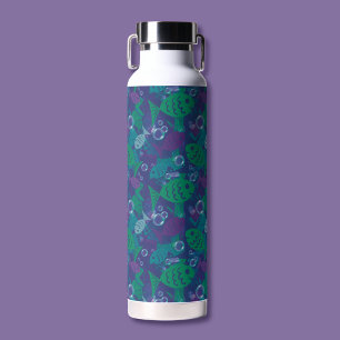 Swimming Fish and Bubbles Vibrant Reef Pattern Water Bottle