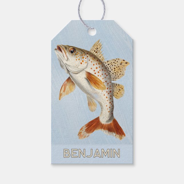Swimming Fish Ocean Blue Gift Tag (Front)