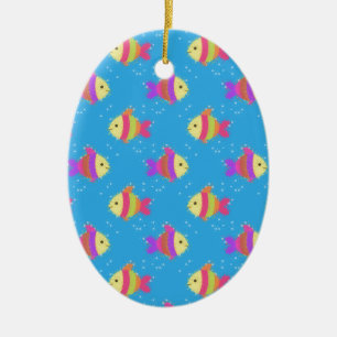 Swimming Fish Pattern Ceramic Tree Decoration