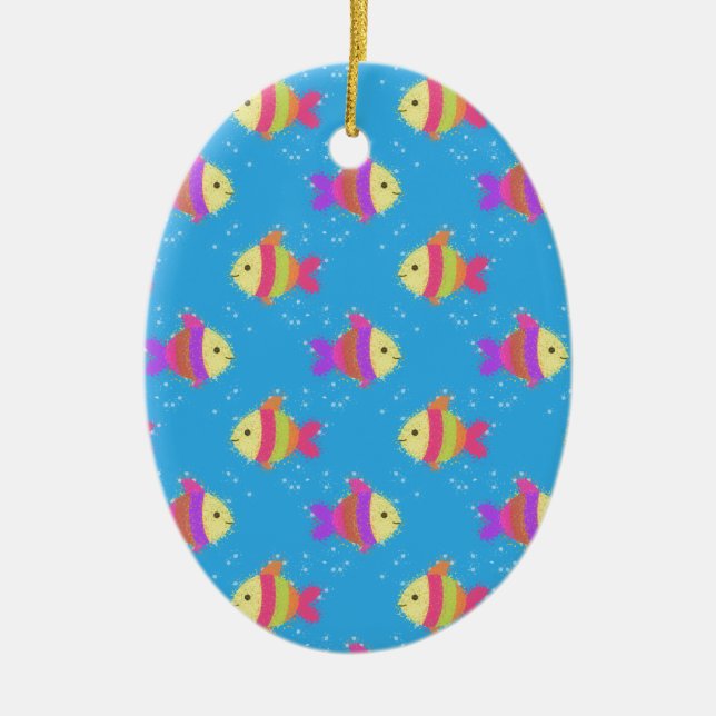 Swimming Fish Pattern Ceramic Tree Decoration (Front)