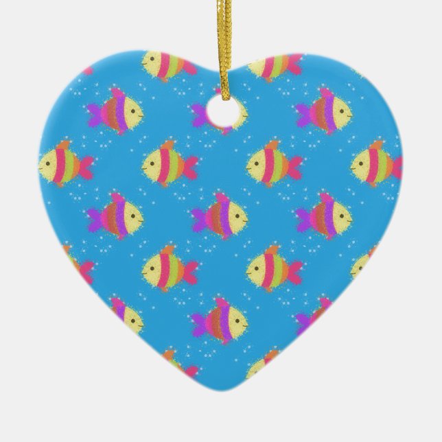 Swimming Fish Pattern Ceramic Tree Decoration (Front)