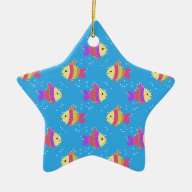 Swimming Fish Pattern Ceramic Tree Decoration (Front)