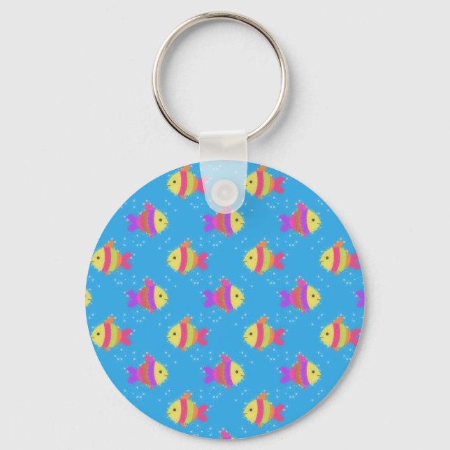 Swimming Fish Pattern Key Ring (Front)