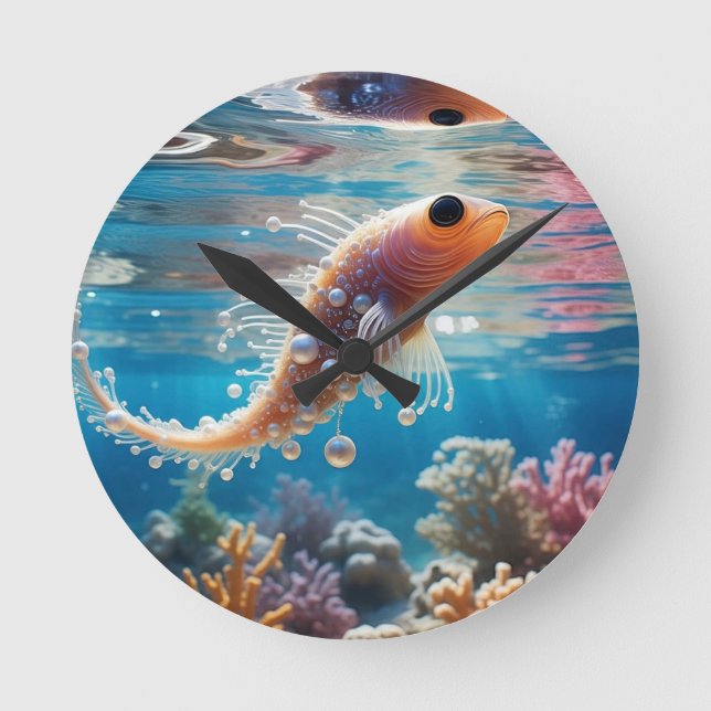 Swimming Fish Round Clock (Front)