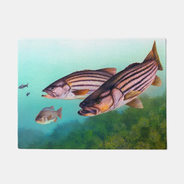 Swimming Fish Striped Bass Doormat (Front)