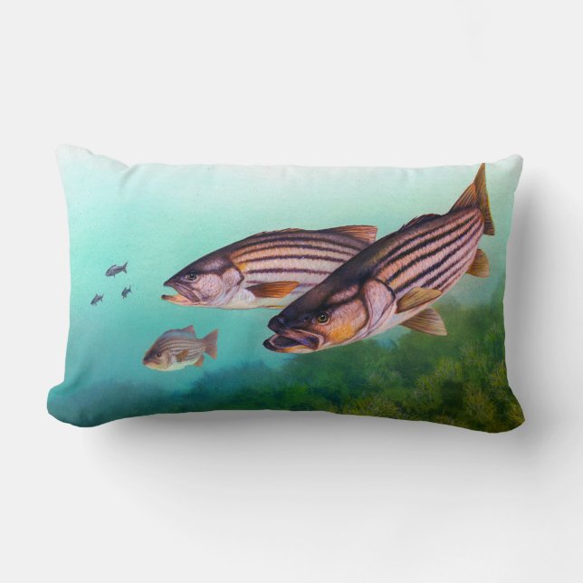 Swimming Fish Striped Bass Lumbar Cushion (Front)