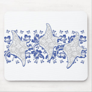 Swimming-Floral-Mantas Mouse Mat