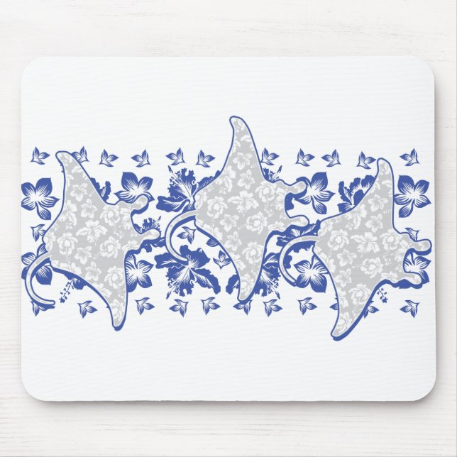Swimming-Floral-Mantas Mouse Mat (Front)