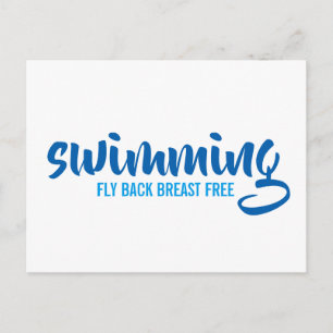 Swimming Fly Back Breast Free Typographic Text Postcard