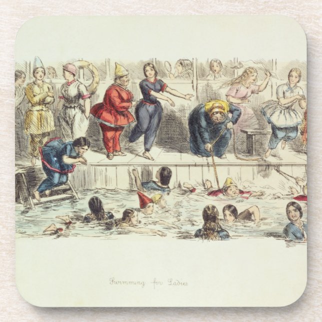 Swimming for Ladies, 1844 (litho) Coaster (Front)