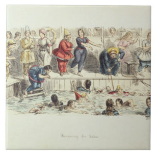 Swimming for Ladies, 1844 (litho) Tile