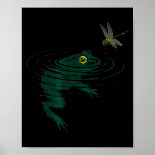 Swimming Frog,dragonfly Frog, Funny Animal Graphic Poster