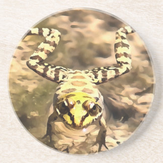 Swimming Frog Immersed In Clear River Water Painti Coaster