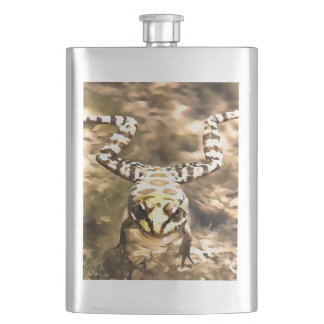Swimming Frog Immersed In Clear River Water Painti Hip Flask