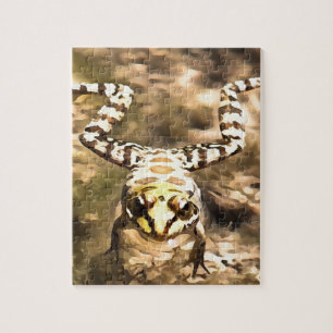 Swimming Frog Immersed In Clear River Water Painti Jigsaw Puzzle