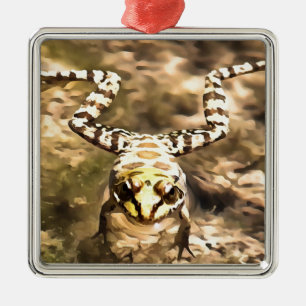 Swimming Frog Immersed In Clear River Water Painti Metal Tree Decoration