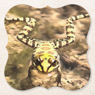 Swimming Frog Immersed In Clear River Water Painti Paper Coaster