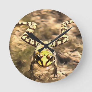 Swimming Frog Immersed In Clear River Water Painti Round Clock