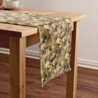 Swimming Frog Immersed In Clear River Water Painti Short Table Runner