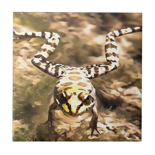 Swimming Frog Immersed In Clear River Water Painti Tile (Front)