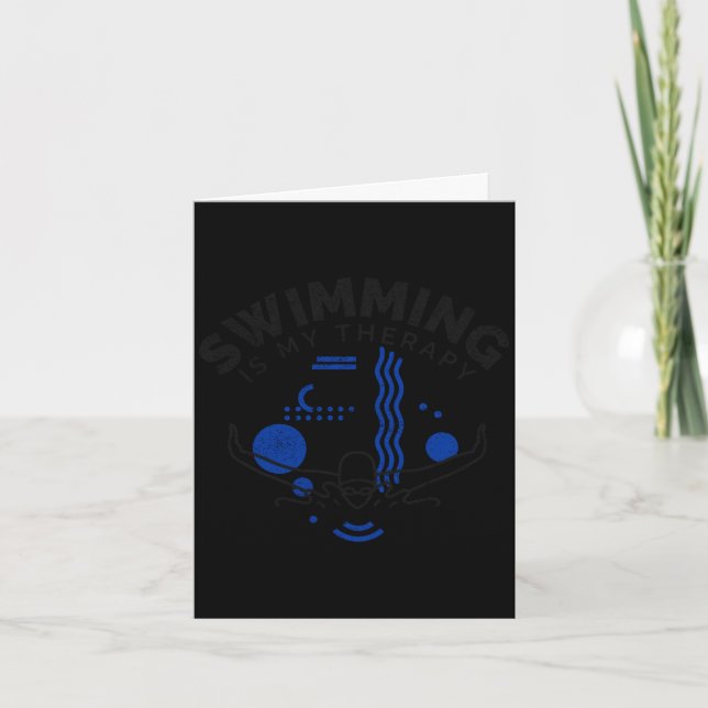 Swimming funny saying swimming is therapy card (Front)
