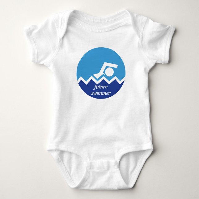Swimming gifts, future swimmer custom baby bodysuit (Front)