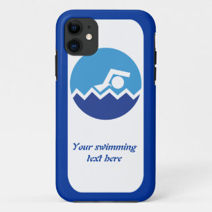 Swimming gifts, swimmer on a blue circle custom iPhone 11 case