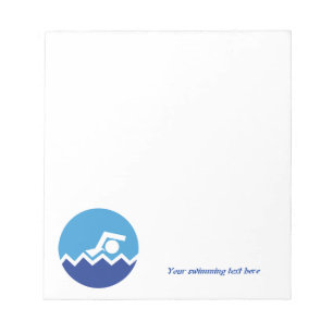 Swimming gifts, swimmer on a blue circle custom notepad