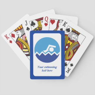 Swimming gifts, swimmer on a blue circle custom playing cards
