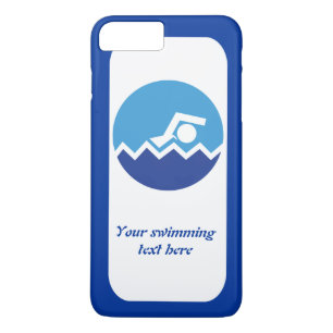Swimming gifts, swimmer on a blue circle modern iPhone 8 plus/7 plus case