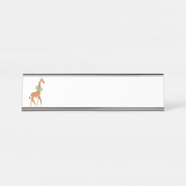 Swimming Giraffe Desk Name Plate (Front)