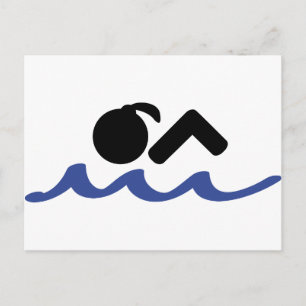swimming girl postcard