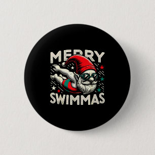 Swimming Gnome, Merry Swimmas, Swimmer Christmas 6 Cm Round Badge