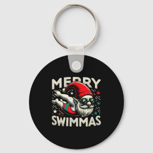 Swimming Gnome, Merry Swimmas, Swimmer Christmas  Key Ring