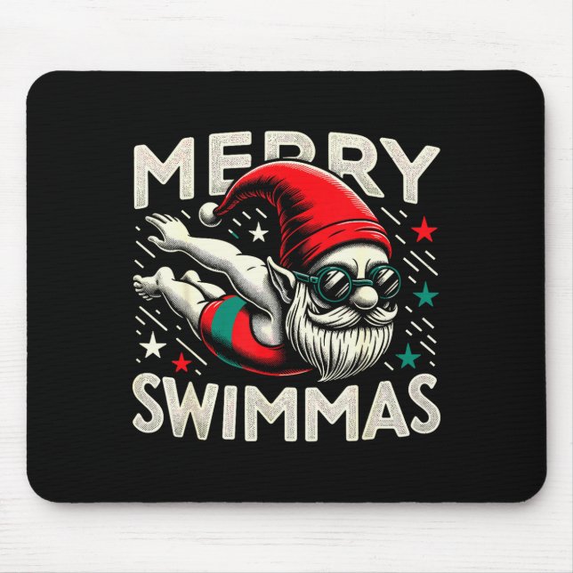Swimming Gnome, Merry Swimmas, Swimmer Christmas  Mouse Mat (Front)