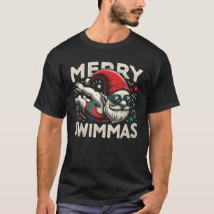 Swimming Gnome Merry Swimmas Swimmer Christmas  T-Shirt