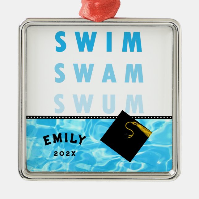 Swimming Graduation Metal Tree Decoration (Front)