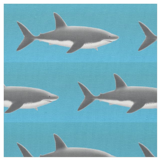 Swimming Great White Shark Fabric (Close Up)