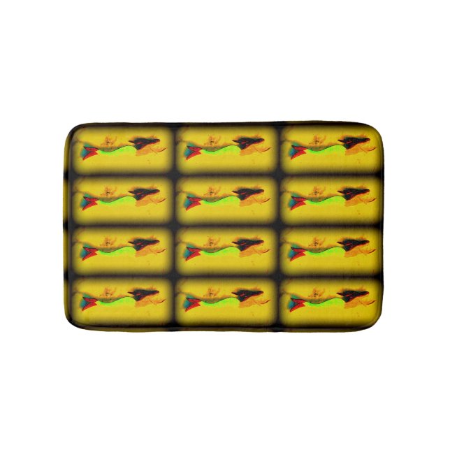 swimming green mermaids  pattern bath mat (Front)