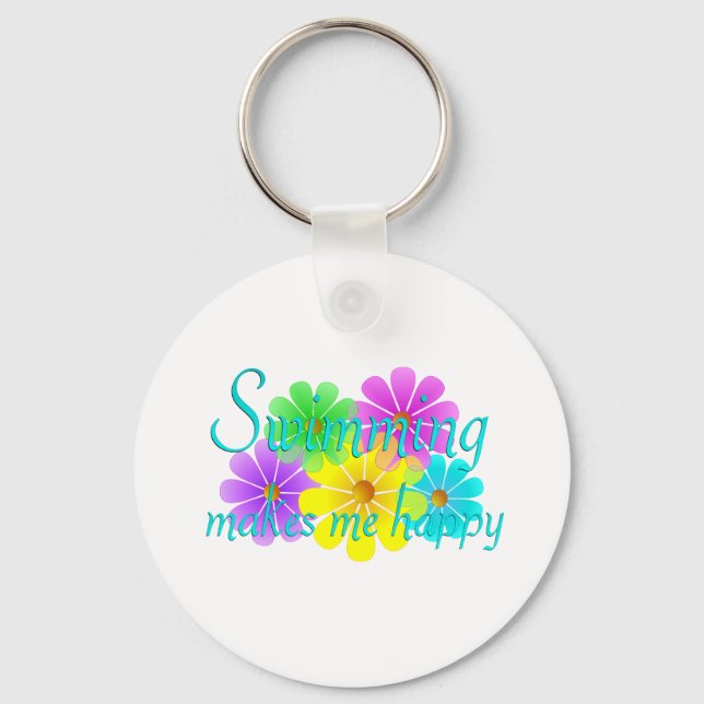 Swimming Happiness Flowers Key Ring (Front)