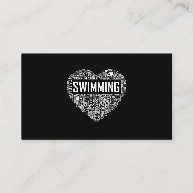 Swimming Heart Coach Swimmer Gift Swim Lover Gifts Enclosure Card (Front)