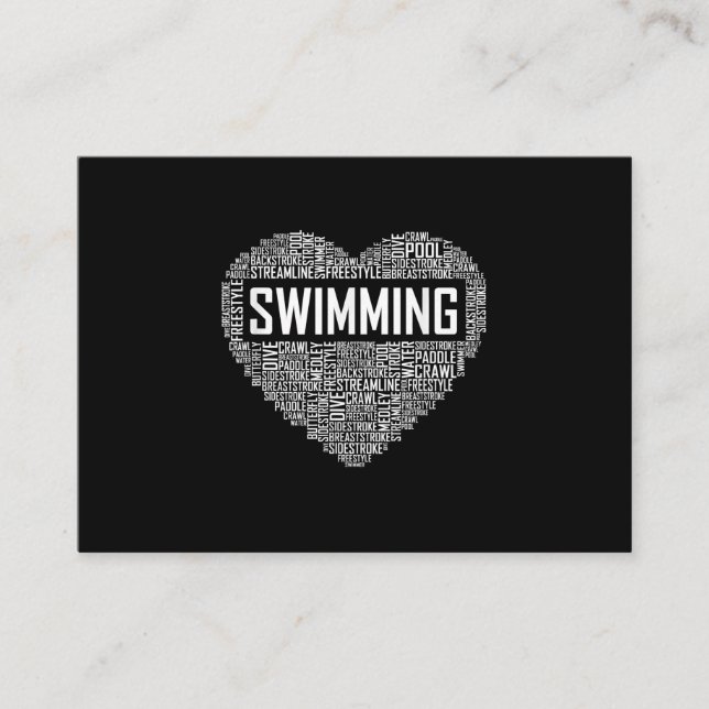 Swimming Heart Coach Swimmer Gift Swim Lover Gifts Enclosure Card (Front)