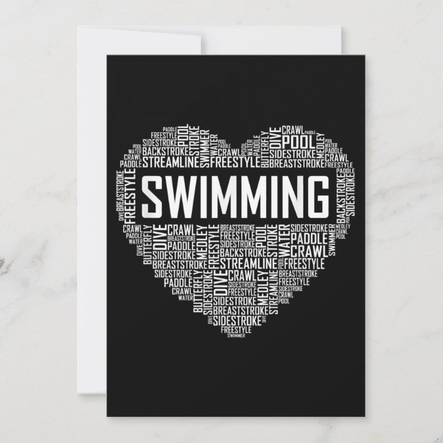 Swimming Heart Coach Swimmer Gift Swim Lover Gifts Holiday Card (Front)