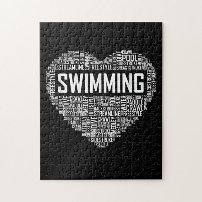 Swimming Heart Coach Swimmer Gift Swim Lover Gifts Jigsaw Puzzle (Vertical)