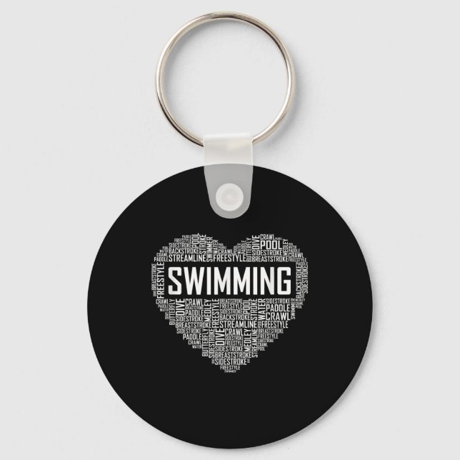 Swimming Heart Coach Swimmer Gift Swim Lover Gifts Key Ring (Front)