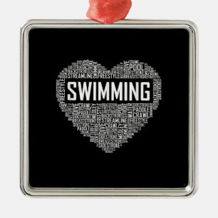 Swimming Heart Coach Swimmer Gift Swim Lover Gifts Metal Tree Decoration