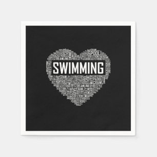 Swimming Heart Coach Swimmer Gift Swim Lover Gifts Napkin