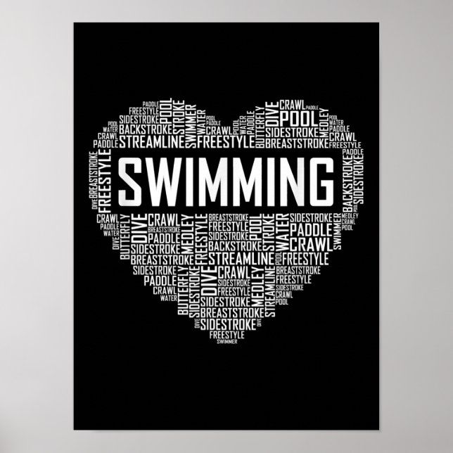 Swimming Heart Coach Swimmer Gift Swim Lover Gifts Poster (Front)